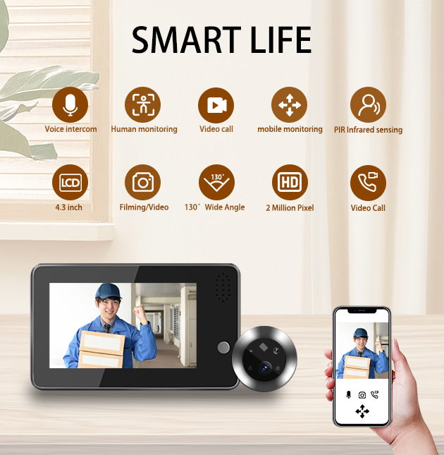 Home Security Cameras Wireless - 4,3-дюймовый Wi-Fi видеодомофон Tuya Smartlife с