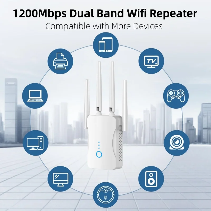 Home Security Network - Двухдиапазонный Wi-Fi репитер 1200 Мбит/с, беспроводной