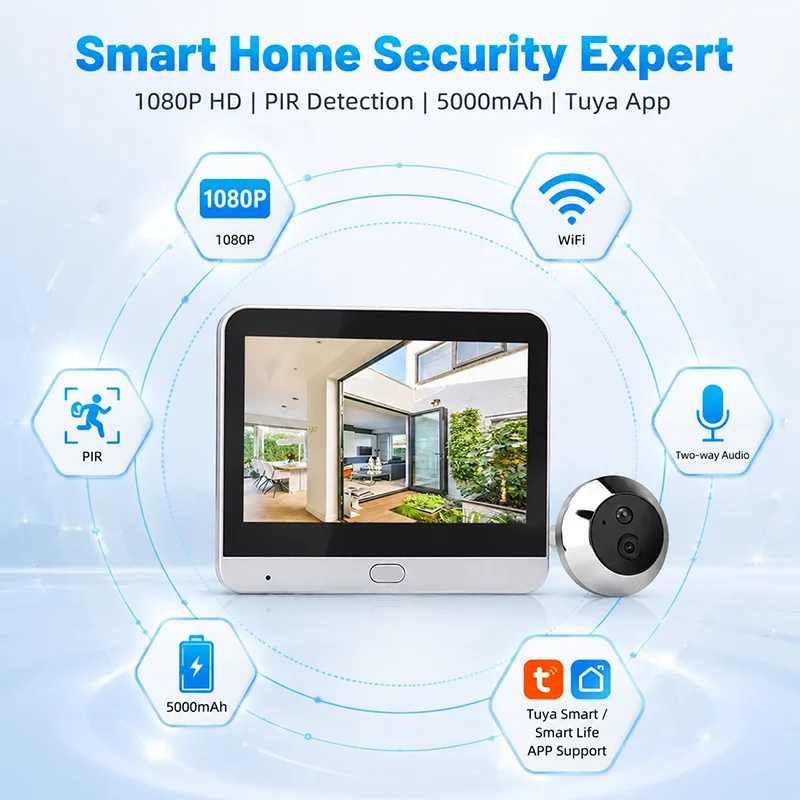 Умный WiFi-видеоглазок Tuya с  – обзор и цена Home Security Front Door Camera